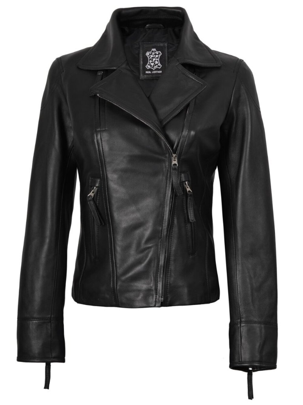 🆕 Leather Jacket Women - Real Lambskin Asymmetrical Style Leather Jackets for - Picture 4 of 4